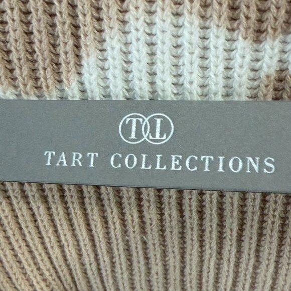 Tart Collections Cardigan Sweater Womens L Beige Tie Dye Button Cropped Slouchy - Picture 11 of 14